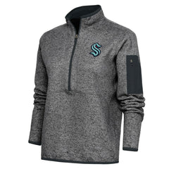 Seattle Kraken Antigua Women's Team Logo Fortune Quarter-Zip Jacket - Heather Charcoal - NHL 5104476