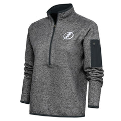 Tampa Bay Lightning Antigua Women's Team Logo Fortune Quarter-Zip Jacket - Heather Charcoal - NHL 5104484