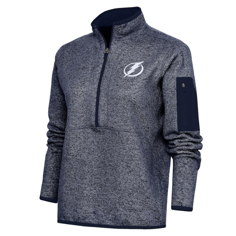 Tampa Bay Lightning Antigua Women's Team Logo Fortune Quarter-Zip Jacket - Heather Navy - NHL 5104486