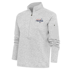 Washington Capitals Antigua Women's Team Logo Fortune Quarter-Zip Jacket - Heather Gray - NHL 5104501