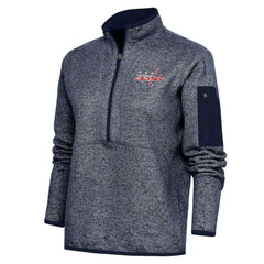Washington Capitals Antigua Women's Team Logo Fortune Quarter-Zip Jacket - Heather Navy - NHL 5104502