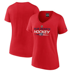 Columbus Blue Jackets Fanatics Women's Authentic Pro Primary V-Neck T-Shirt - Red - NHL 5105342