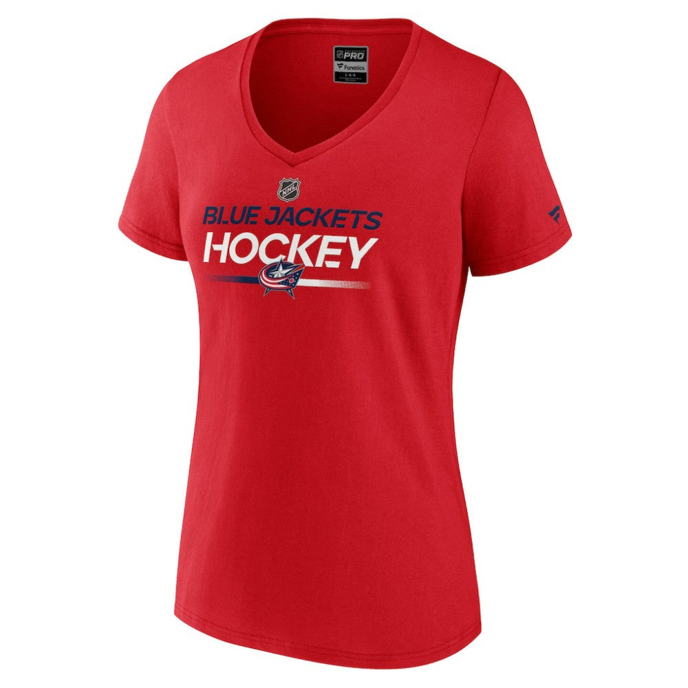 Columbus Blue Jackets Fanatics Women's Authentic Pro Primary V-Neck T-Shirt - Red - NHL 5105342