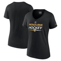 Pittsburgh Penguins Fanatics Women's Authentic Pro V-Neck T-Shirt - Black - NHL 5105366