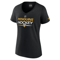 Pittsburgh Penguins Fanatics Women's Authentic Pro V-Neck T-Shirt - Black - NHL 5105366