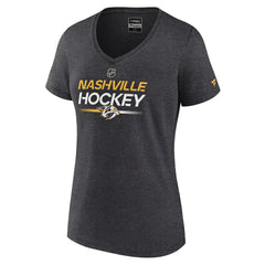 Nashville Predators Fanatics Women's Authentic Pro Primary V-Neck T-Shirt - Heather Charcoal - NHL 5105394