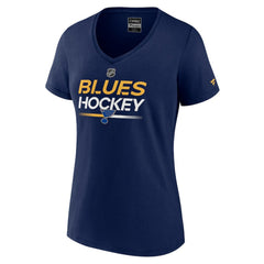 St. Louis Blues Fanatics Women's Authentic Pro V-Neck T-Shirt - Navy - NHL 5105412