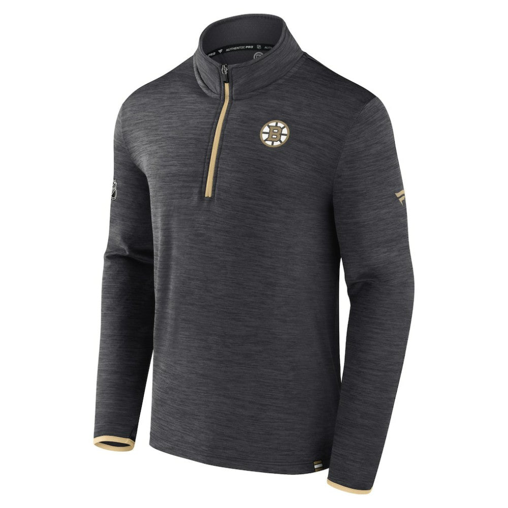 Boston Bruins Fanatics Authentic Pro Quarter-Zip Pullover Top - Heather Charcoal - NHL 5105859