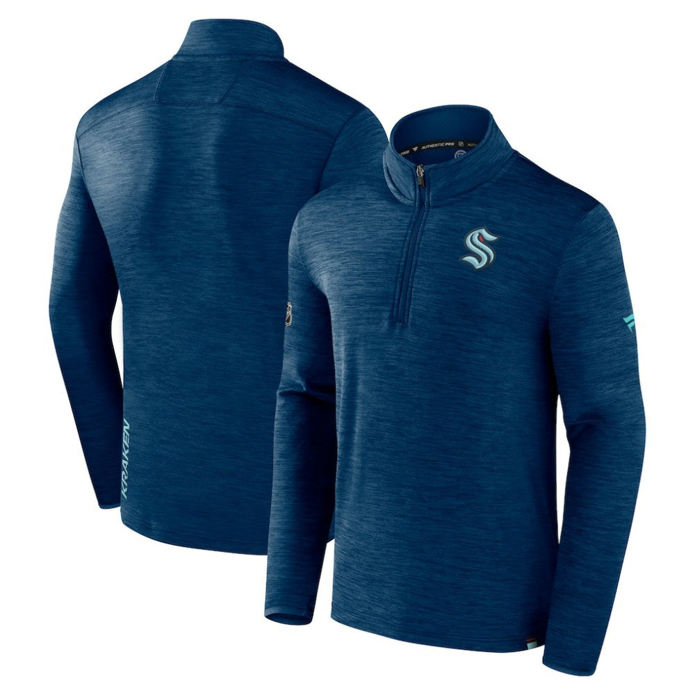 Seattle Kraken Fanatics Authentic Pro Quarter-Zip Pullover Top - Deep Sea Blue - NHL 5105873