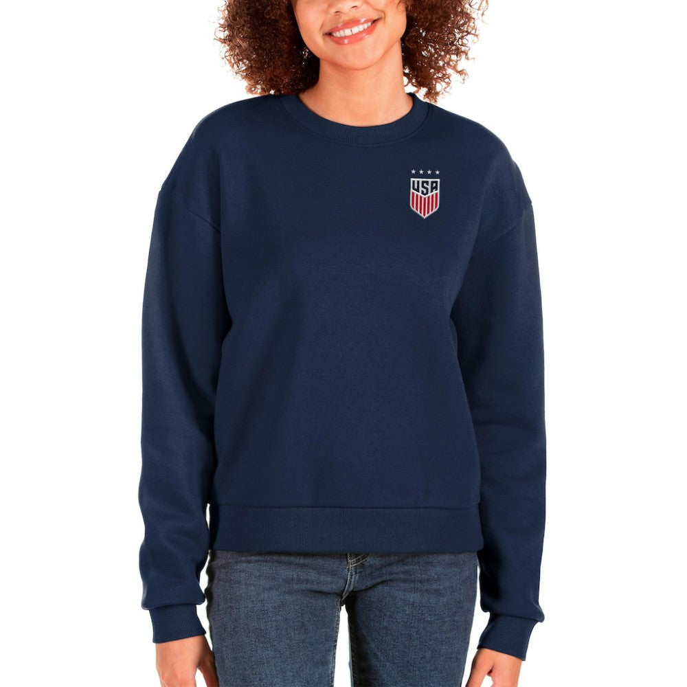USWNT Antigua Women's Victory Crewneck Pullover Sweatshirt Navy