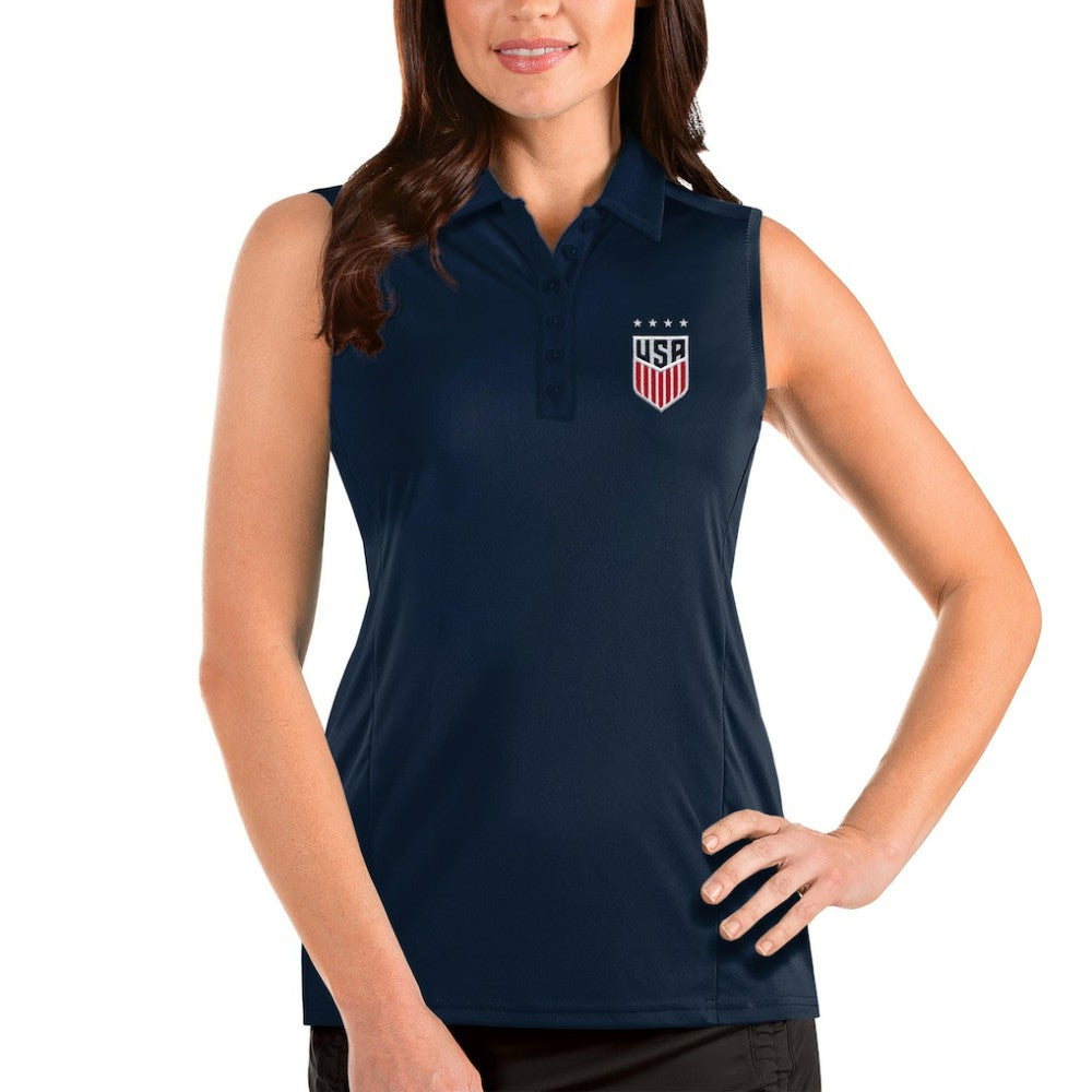 USWNT Antigua Women's Tribute Sleeveless Polo Navy