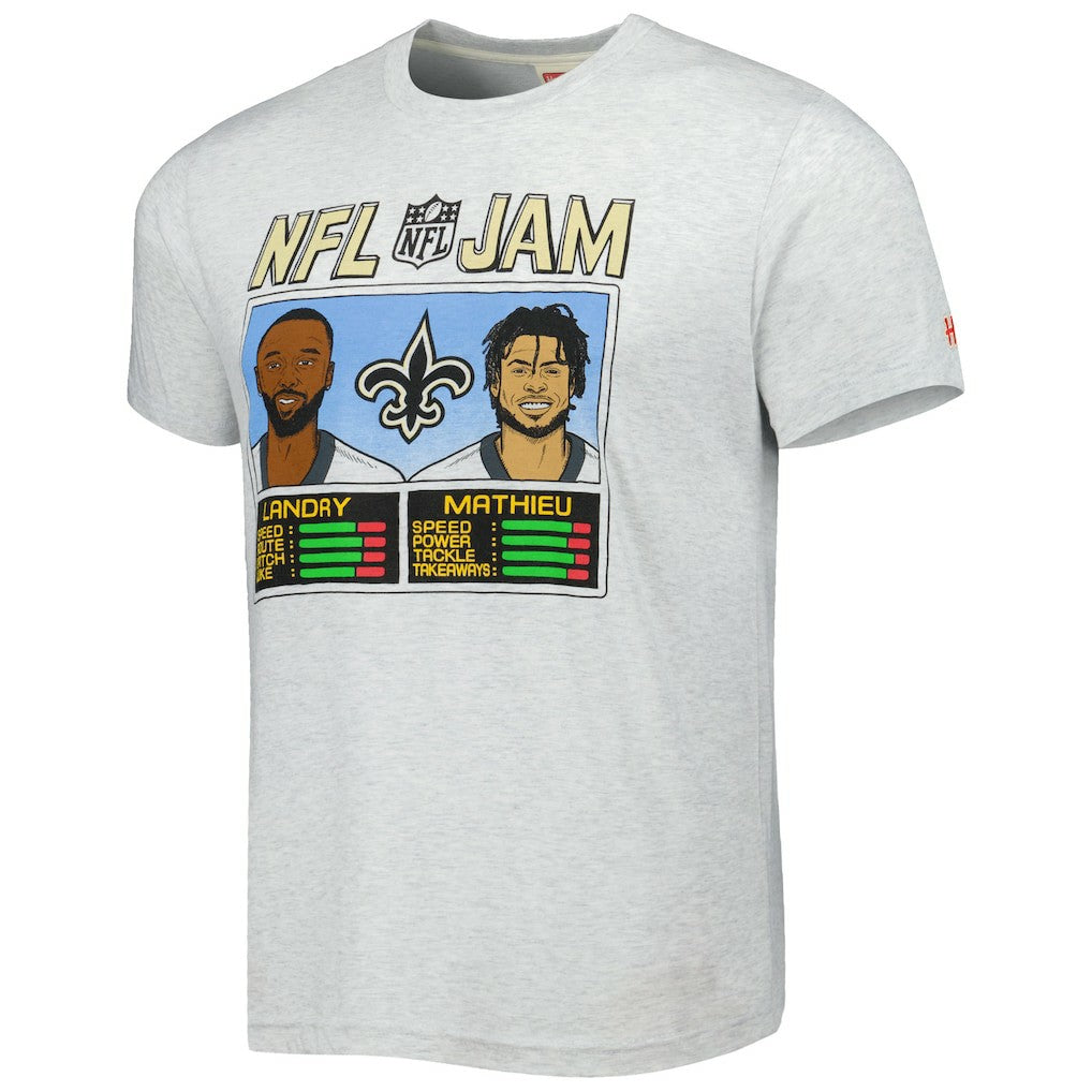 Jarvis Landry & Tyrann Mathieu New Orleans Saints Homage Unisex NFL Jam Tri-Blend T-Shirt Heather Gray