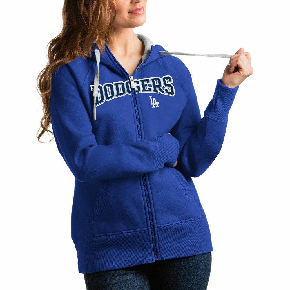 Los Angeles Dodgers Antigua Women's Team Logo Victory Full-Zip Hoodie - Royal - MLB Sale