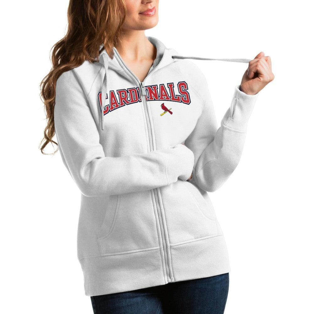 St. Louis Cardinals Antigua Women's Team Logo Victory Full-Zip Hoodie - White - MLB Discount