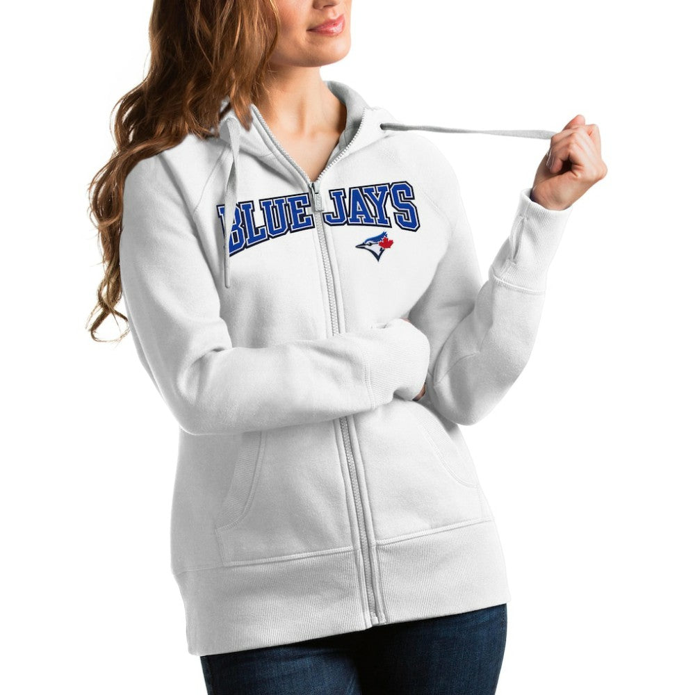 Toronto Blue Jays Antigua Women's Team Logo Victory Full-Zip Hoodie - White - MLB on Sale
