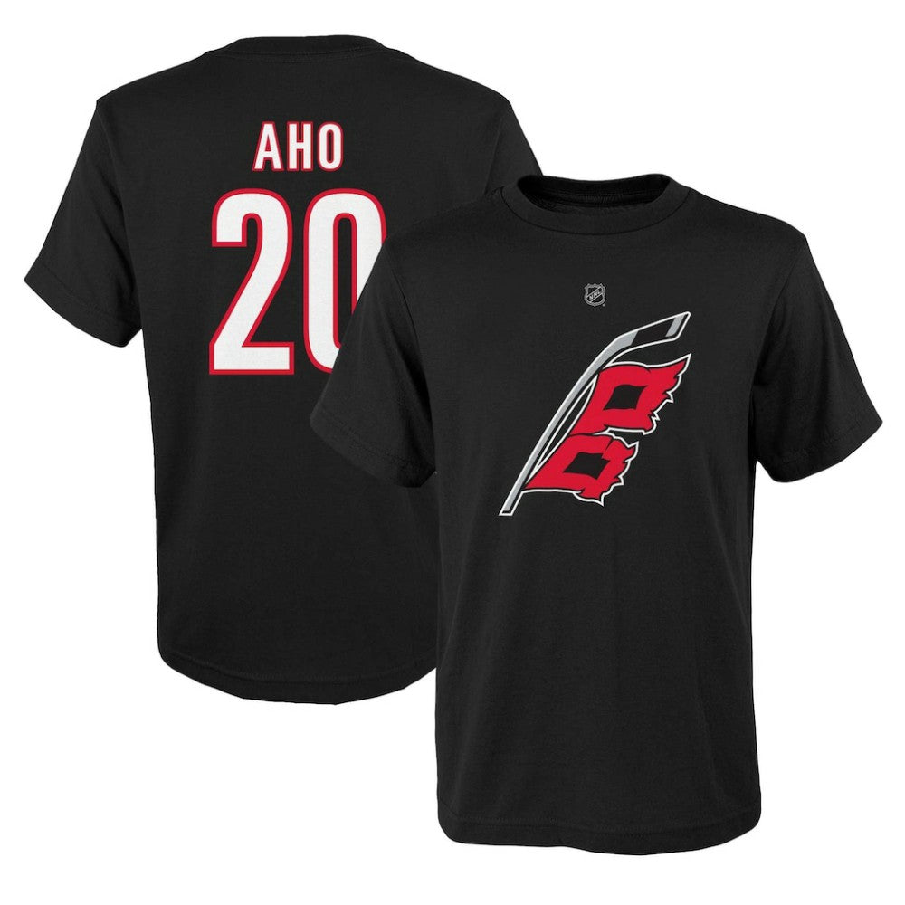 Sebastian Aho Carolina Hurricanes Youth Player Name & Number T-Shirt - Black - NHL 5111190