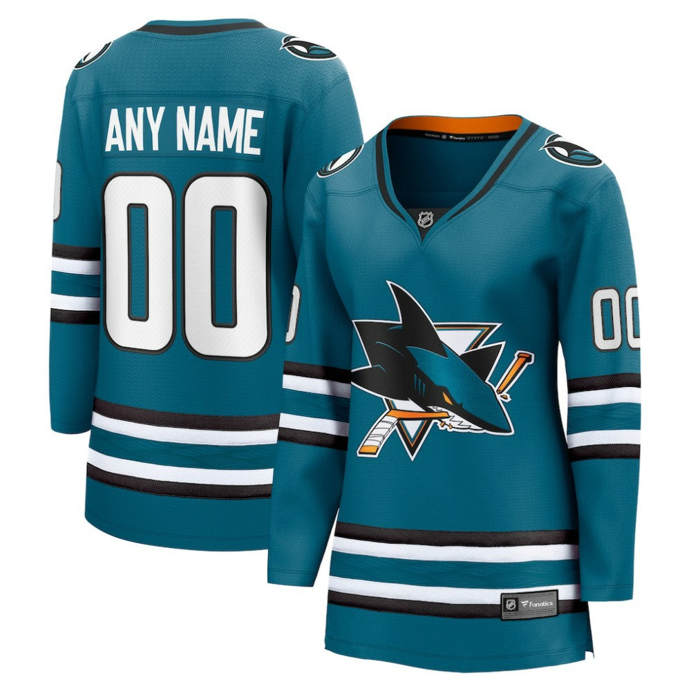San Jose Sharks Fanatics Women's Home Breakaway Custom Jersey - Teal - NHL 5111273