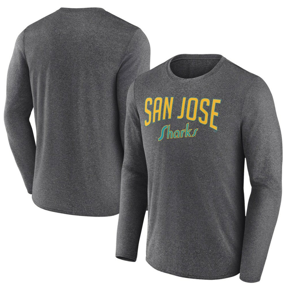 San Jose Sharks Fanatics Special Edition 2.0 Scoring Chance Long Sleeve T-Shirt - Heather Charcoal - NHL 5114149