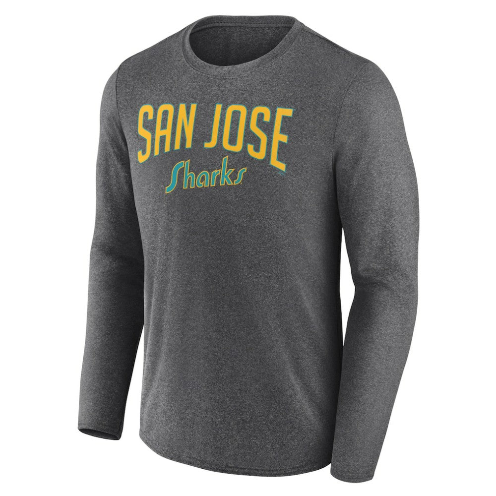 San Jose Sharks Fanatics Special Edition 2.0 Scoring Chance Long Sleeve T-Shirt - Heather Charcoal - NHL 5114149