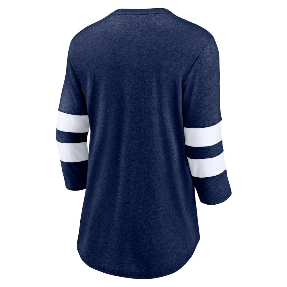 Seattle Kraken Fanatics Women's Special Edition 2.0 Barn Burner 3/4 Sleeve T-Shirt - Heather Deep Sea Blue - NHL 5114176