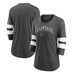 Washington Capitals Fanatics Women's Special Edition 2.0 Barn Burner 3/4 Sleeve T-Shirt - Heather Charcoal - NHL 5114186
