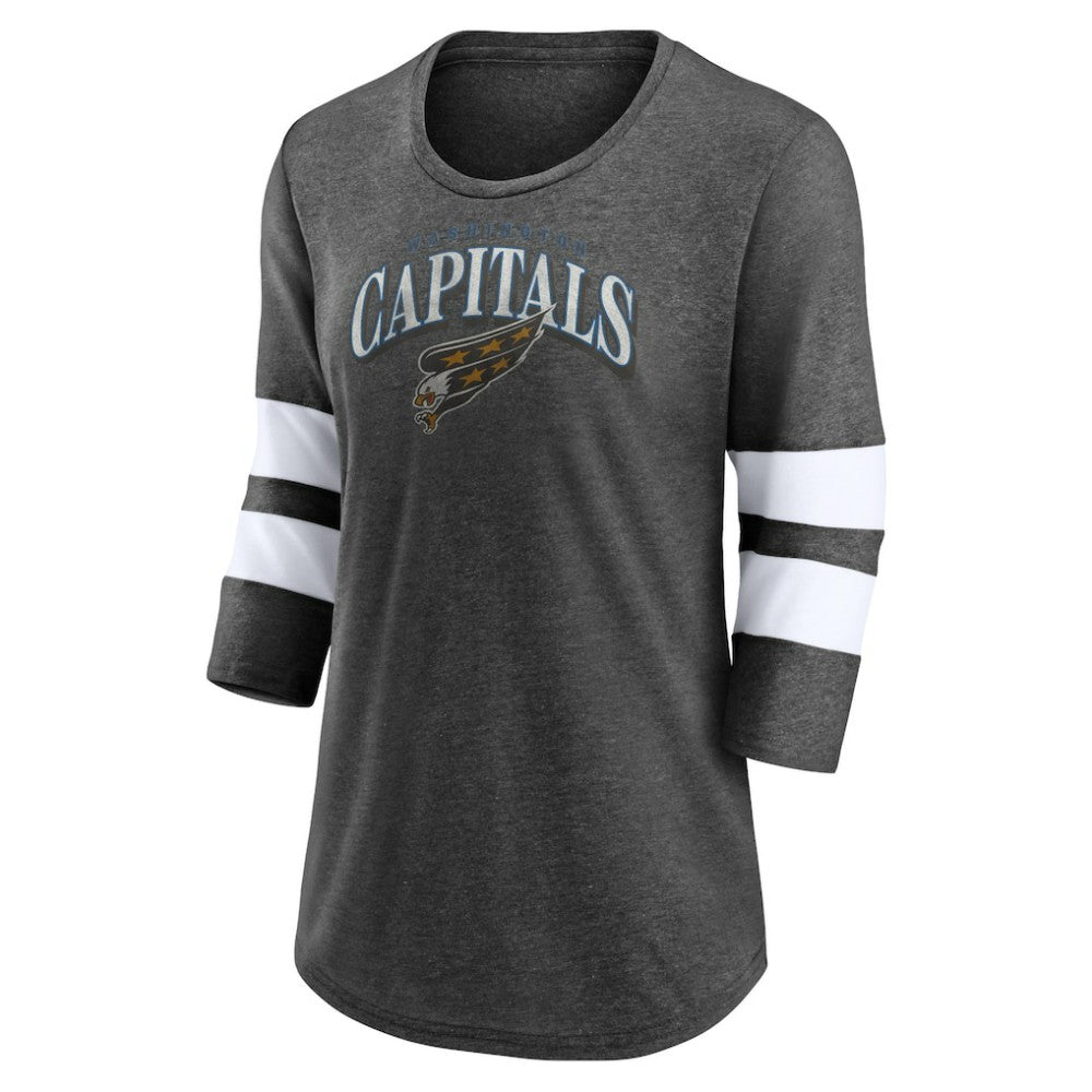 Washington Capitals Fanatics Women's Special Edition 2.0 Barn Burner 3/4 Sleeve T-Shirt - Heather Charcoal - NHL 5114186