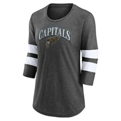Washington Capitals Fanatics Women's Special Edition 2.0 Barn Burner 3/4 Sleeve T-Shirt - Heather Charcoal - NHL 5114186
