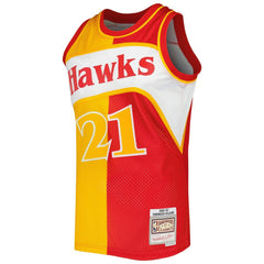 Dominique Wilkins Atlanta Hawks Hardwood Classics 1986/87 Split Swingman Jersey Yellow/Red | Mitchell & Ness