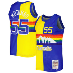 Dikembe Mutombo Denver Nuggets Hardwood Classics 1991/92 Split Swingman Jersey for sale Royal/Gold | Mitchell & Ness for sale