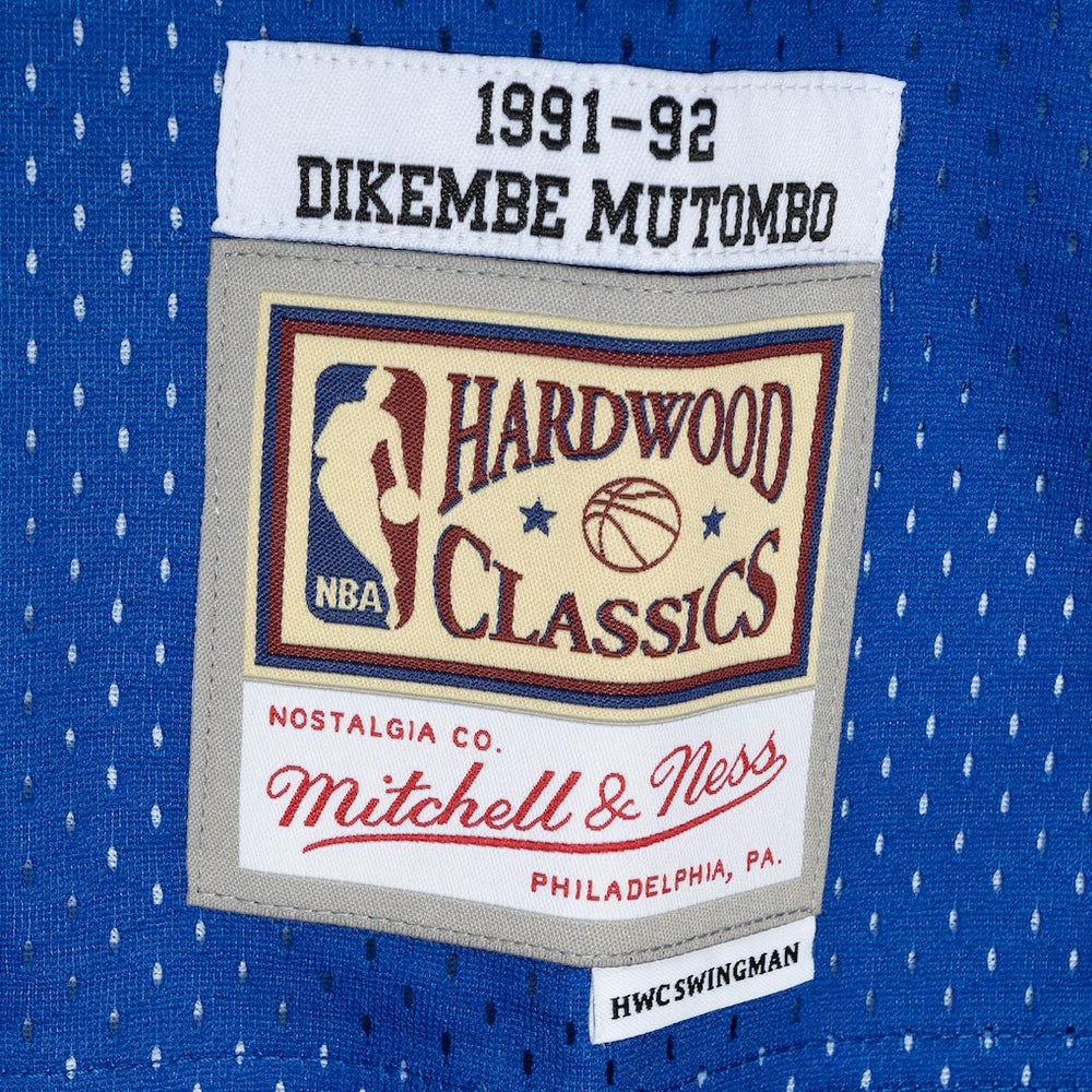 Dikembe Mutombo Denver Nuggets Hardwood Classics 1991/92 Split Swingman Jersey for sale Royal/Gold | Mitchell & Ness for sale