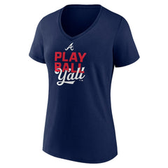 Atlanta Braves Women's Play Ball V-Neck T-Shirt - Navy - MLB Online