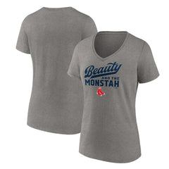 Boston Red Sox Women's Beauty And The Monstah V-Neck T-Shirt - Gray - MLB Online