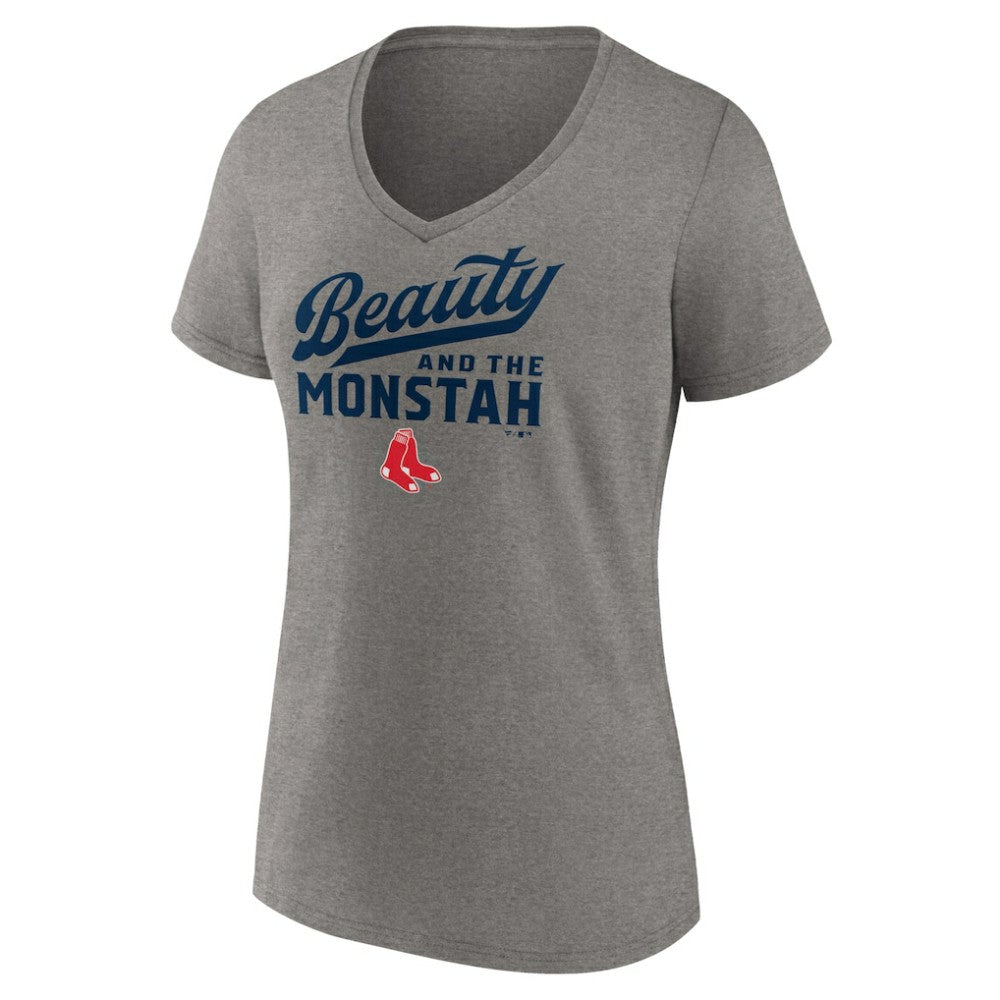 Boston Red Sox Women's Beauty And The Monstah V-Neck T-Shirt - Gray - MLB Online