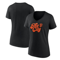 San Francisco Giants Women's Scripty City V-Neck T-Shirt - Black - MLB Online