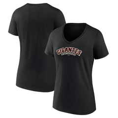 San Francisco Giants Women's Spanish Logo V-Neck T-Shirt - Black - MLB on Sale