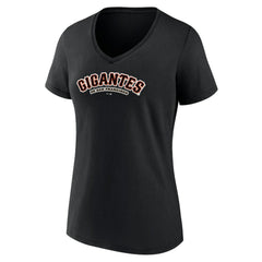 San Francisco Giants Women's Spanish Logo V-Neck T-Shirt - Black - MLB on Sale