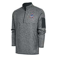 New England Patriots Antigua Throwback Fortune Quarter-Zip Pullover Jacket Heather Charcoal