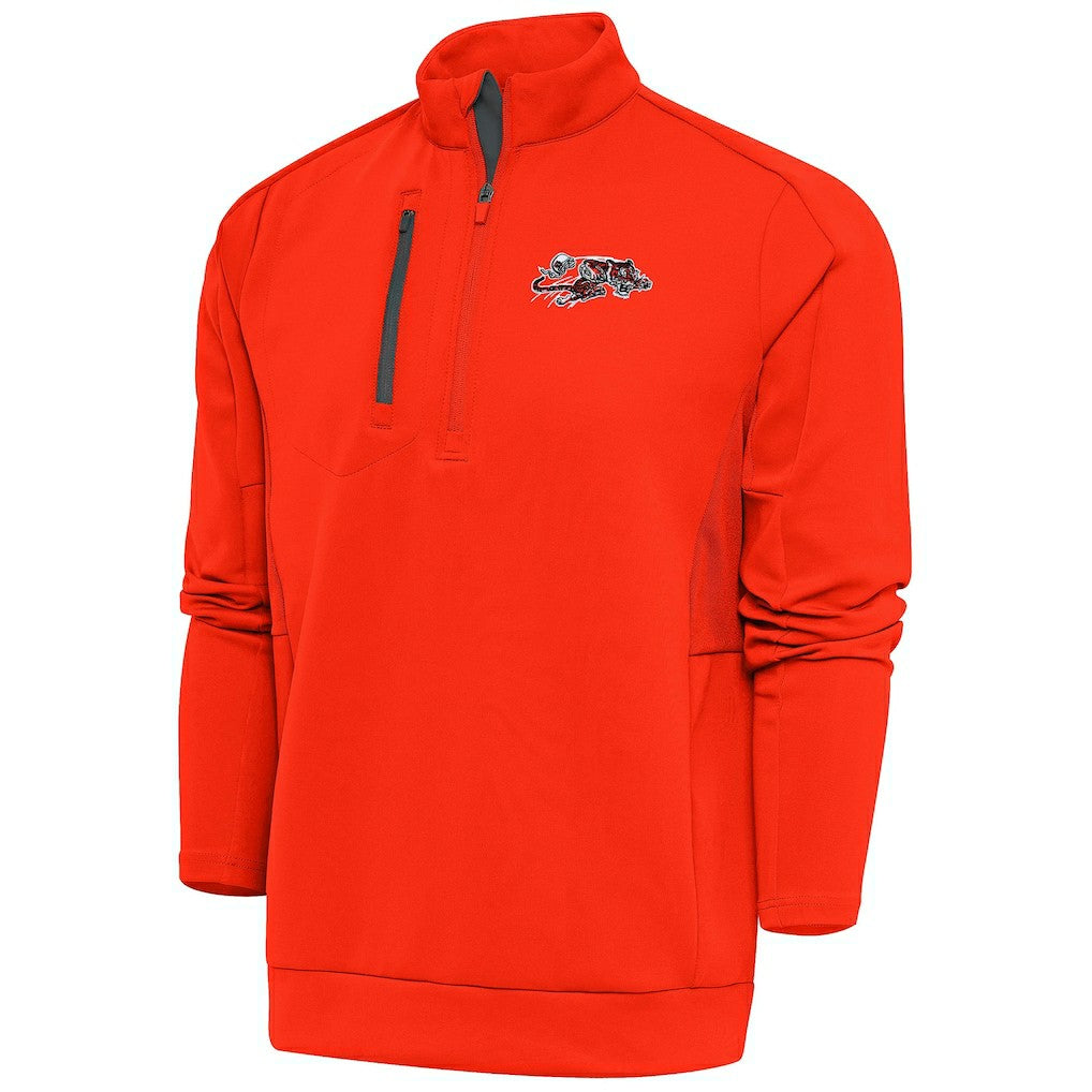 Cincinnati Bengals Antigua Team Logo Throwback Generation Quarter-Zip Pullover Top Orange