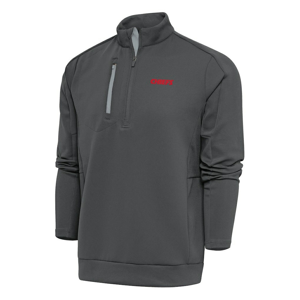 Kansas City Chiefs Antigua Team Logo Throwback Generation Quarter-Zip Pullover Top Charcoal