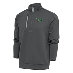 Philadelphia Eagles Antigua Team Logo Throwback Generation Quarter-Zip Pullover Top Charcoal