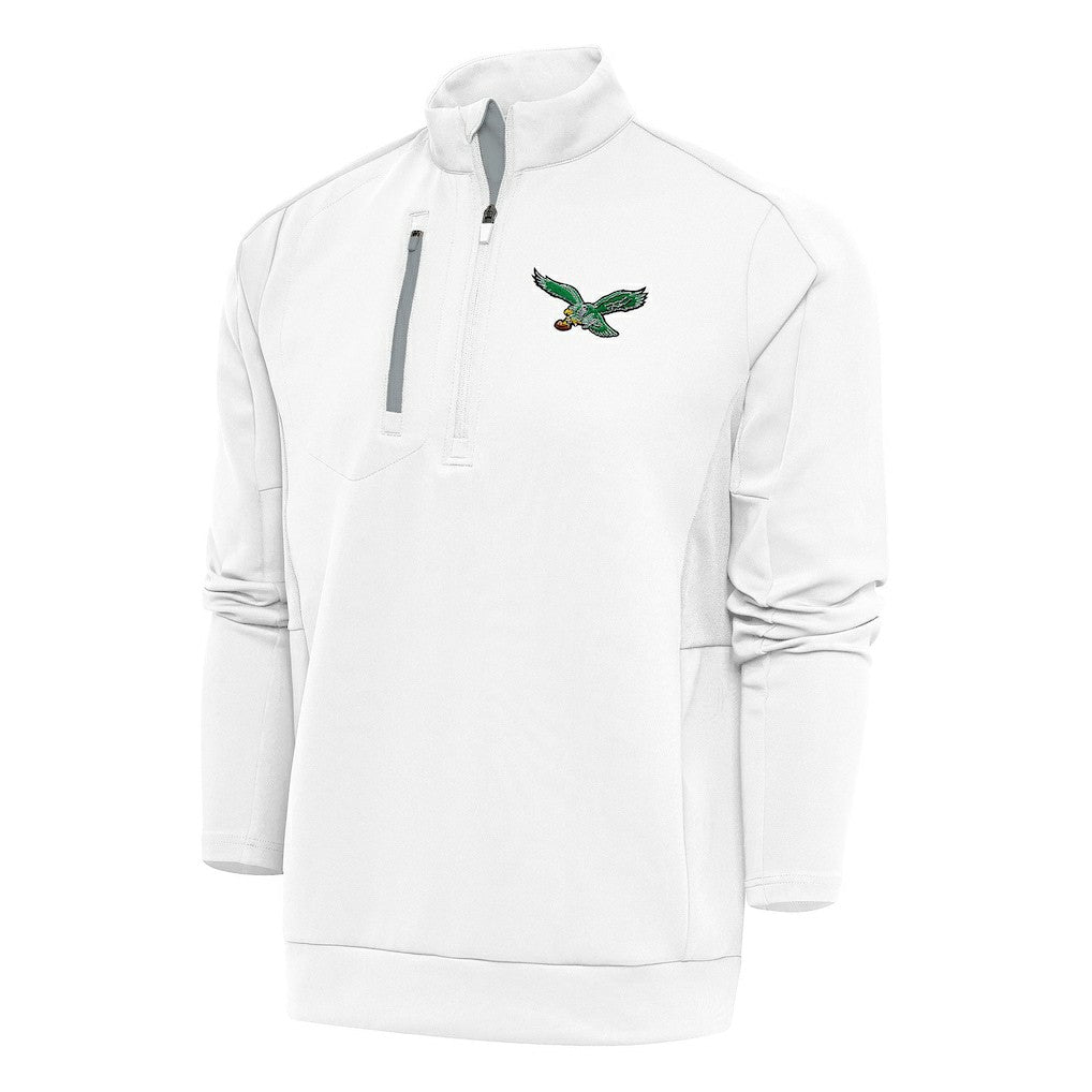 Philadelphia Eagles Antigua Team Logo Throwback Generation Quarter-Zip Pullover Top White