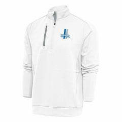 Detroit Lions Antigua Team Logo Throwback Generation Quarter-Zip Pullover Top White