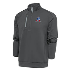 New England Patriots Antigua Team Logo Throwback Generation Quarter-Zip Pullover Top Charcoal