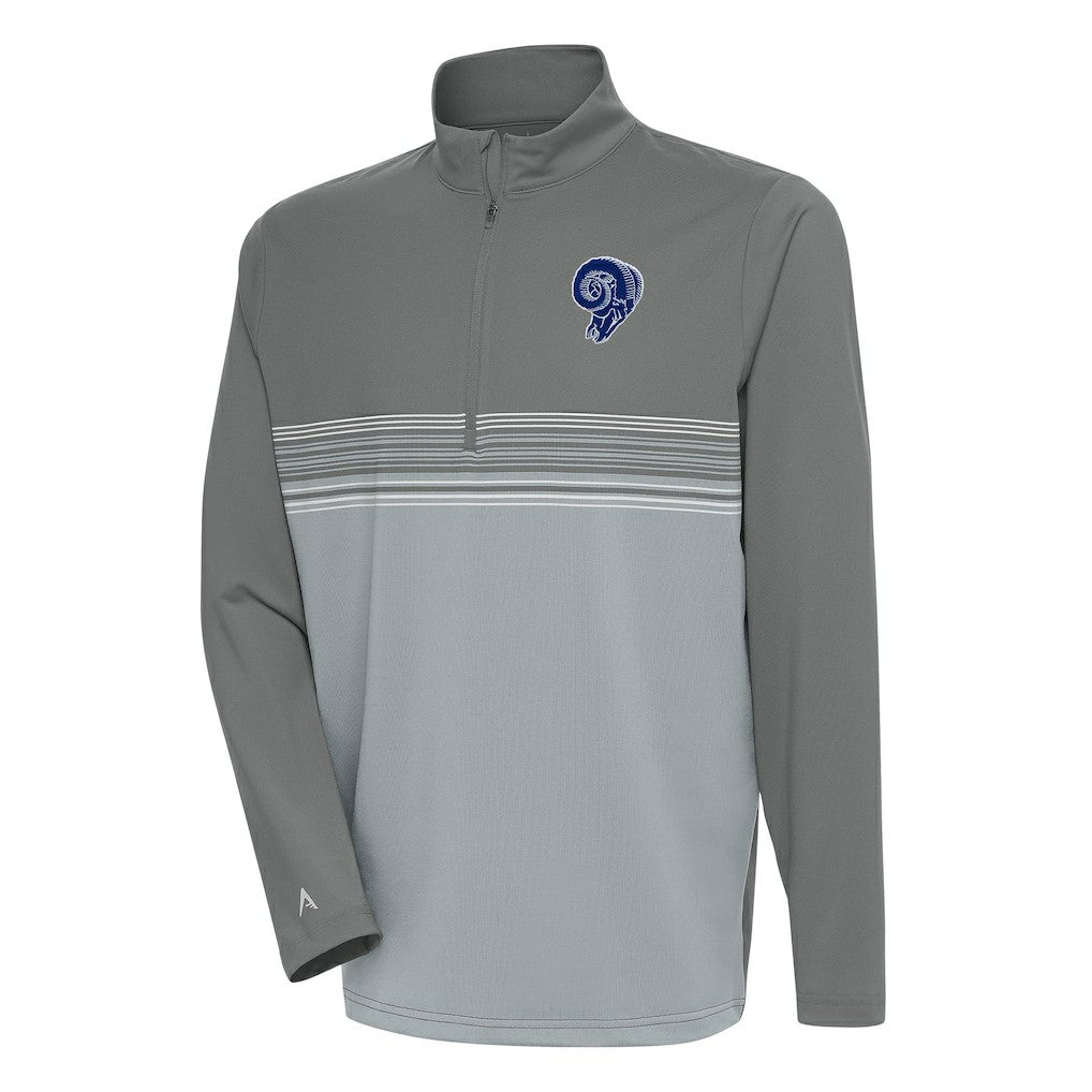 Los Angeles Rams Antigua Team Logo Throwback Pace Quarter-Zip Pullover Top Steel