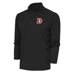 Denver Broncos Antigua Team Logo Throwback Tribute Quarter-Zip Pullover Top Charcoal