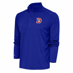Denver Broncos Antigua Team Logo Throwback Tribute Quarter-Zip Pullover Top Royal
