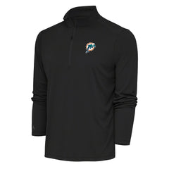 Miami Dolphins Antigua Team Logo Throwback Tribute Quarter-Zip Pullover Top Charcoal