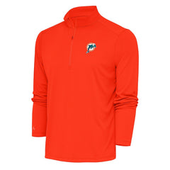 Miami Dolphins Antigua Team Logo Throwback Tribute Quarter-Zip Pullover Top Orange