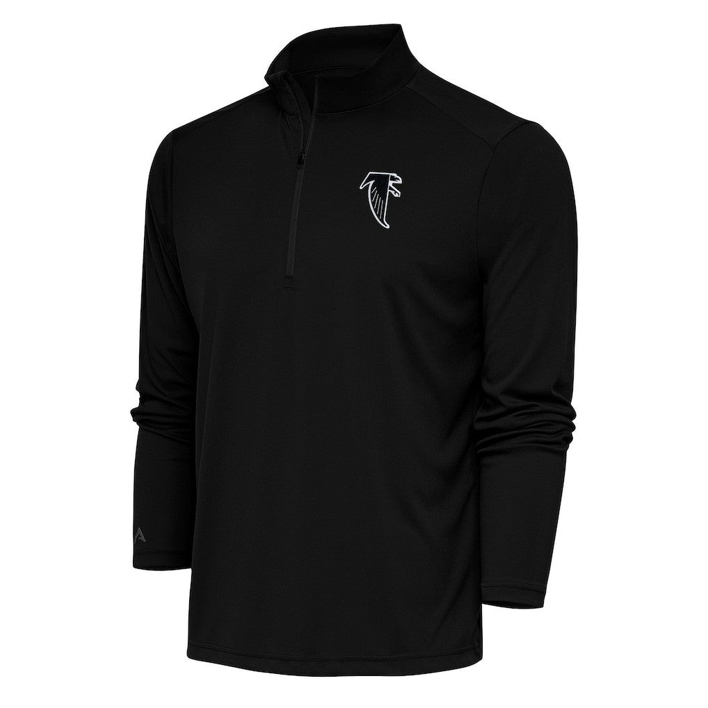 Atlanta Falcons Antigua Team Logo Throwback Tribute Quarter-Zip Pullover Top Black