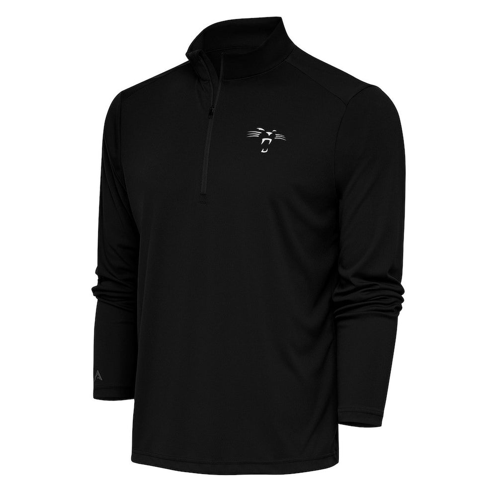 Carolina Panthers Antigua Team Logo Throwback Tribute Quarter-Zip Pullover Top Black